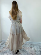 Model wearing Breeze Maxi Duster, back view Full body view of Breeze Maxi Duster showing ankle-length fit